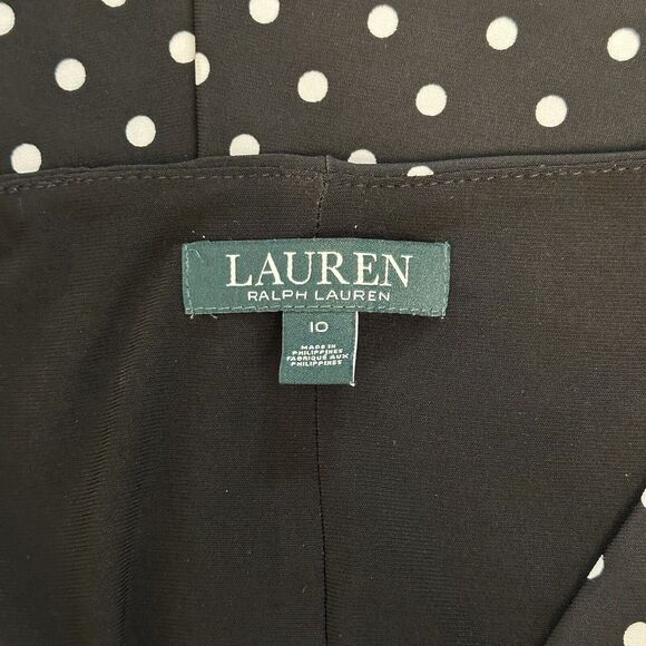 Ralph Lauren Black Y2K Retro Vibe Chic Polka Dot Stretch Knit Maxi Dress Sz 10 - Picture 12 of 16